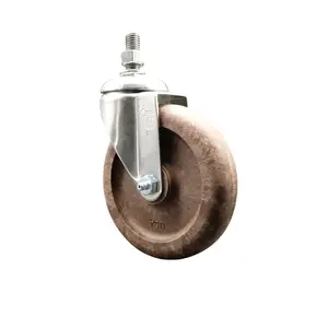 Service Caster SCC-SS316TS20S514-GFNSHT-M1215 High Temperature Glass Filled Nylon Swivel Stem Caster with 5 in. Brown Caster Wheel, 12 mm Threaded Stem - 316 Stainless Steel Caster