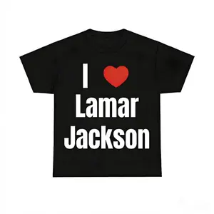 Game Day Apparel Cotton T Shirt Featuring I Heart Lamar Jackson for Fans Graphic