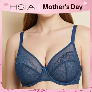 HSIA Enchante Unlined Floral Lace Underwire Plus Size Non-padded Full Coverage Bra for Women - Soft & Bra