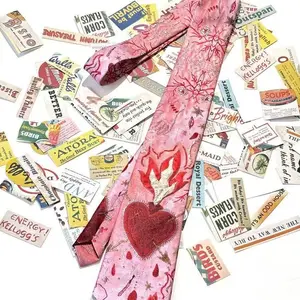 TOP Y2K Flame Printed Necktie Retro Literary Pink Niche Design Preppy Casual Accessory for Men Women