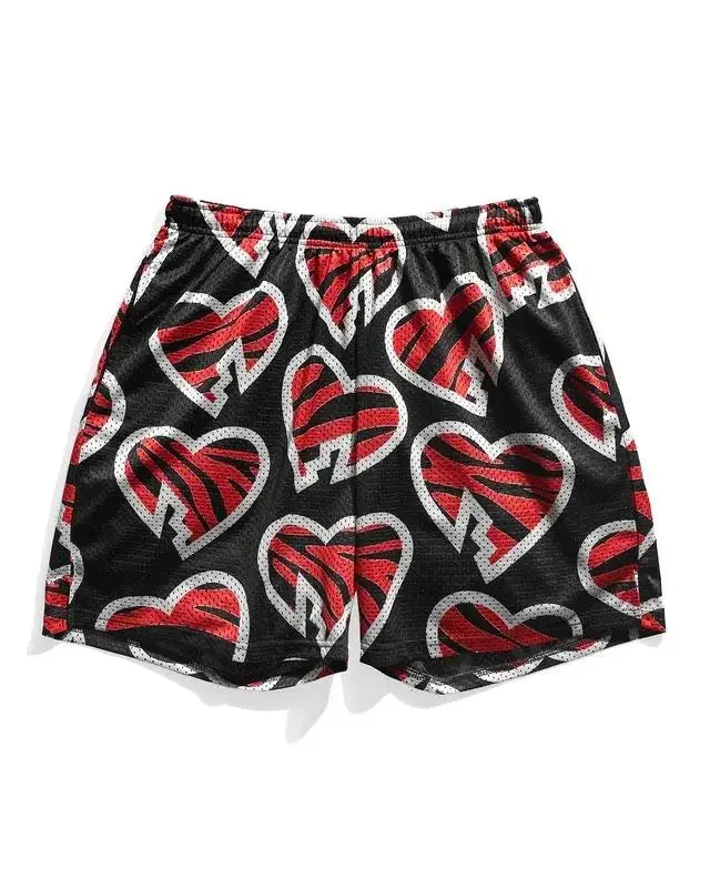 WWE Shawn Michaels HBK Heartbreak Kid Tiger Heart AOP Mesh Shorts Unisex Gym Casual Streetwear Loose Comfort All Season Athletic Workout Short