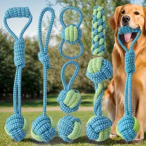7-Piece Durable Interactive Dog Training Rope Toy Set, Suitable for All Dog Sizes, Multi-Functional Chew Rope for Indoor & Outdoor Training, Interactive Training Ball