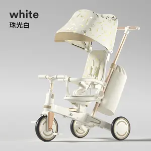 WINHOPE 9-in-1 Children’s Tricycle (Ages 1–6): Anti-tip frame + one-button folding design, PU shock-absorbing quiet wheels
