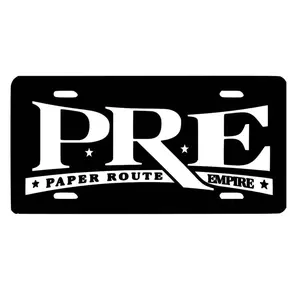 PRE Paper Route Empire Black Pink Red White License Plate, Car Accessories, Perfect Gift - Lightweight Aluminum, Pre-Drilled holes vehicle decor
