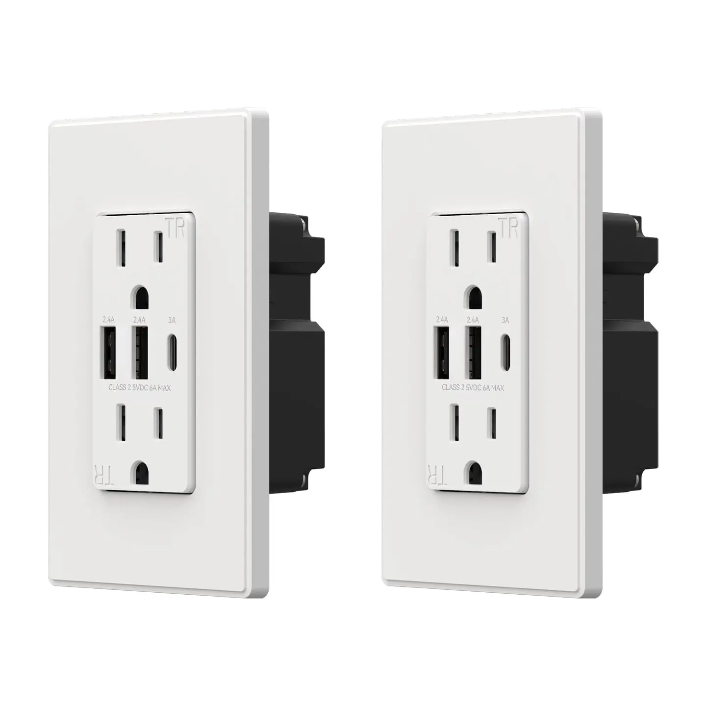 USB Outlets Receptacles, 3 Port USB C Wall Outlet, 30W 6.0A USB Electrical Outlet, 15 Amp Tamper Resistant Outlet with USB C Ports, UL Listed, Wall Plate Included