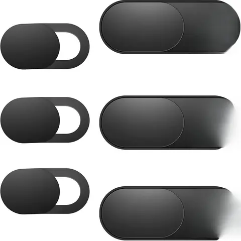 Laptop Camera Cover Slide, Phone Camera Cover Slide, 6 Pack Ultra Thin Webcam Cover Slide for Laptop, Desktop, PC, Tablet, Smartphone, Protect Your Privacy and Security(Black) Android Installation