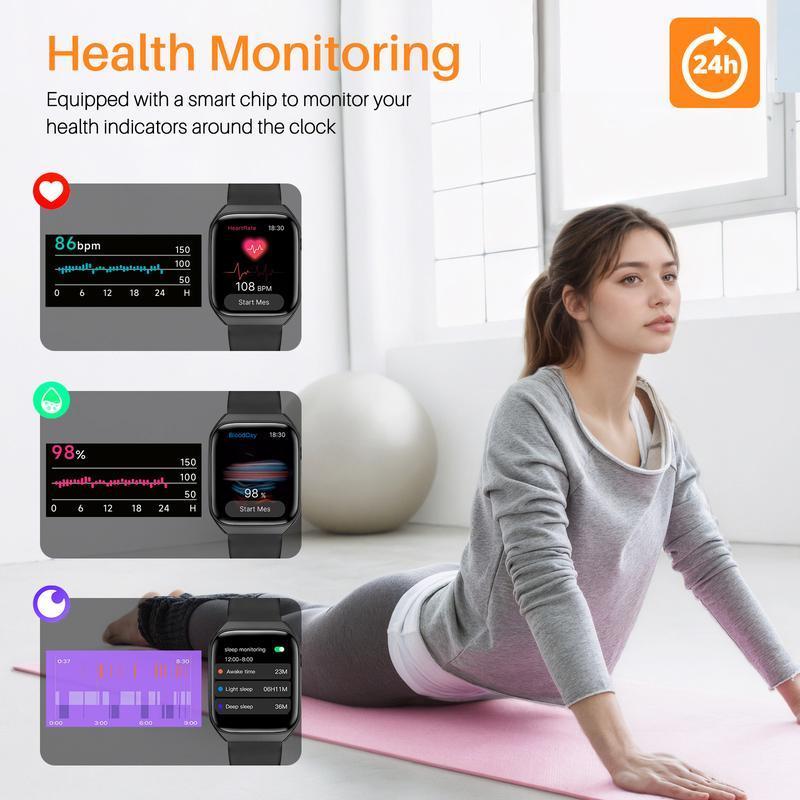 2026 Smart Watch for Men Women, 1.69'' HD Touch Screen Fitness Tracker, Bluetooth Call & Message Alerts, 110+ Sports Modes Activity Tracker, Heart Rate & Sleep Monitor, IP68 Waterproof, Compatible with iPhone Android 2026 Smart Watch for Men Women, 1.69'' HD Touch Screen Fitness Tracker, Bluetooth Call & Message Alerts, 110+ Sports Modes Activity Tracker, Heart Rate & Sleep Monitor, IP68 Waterproof, Compatible with iPhone Android