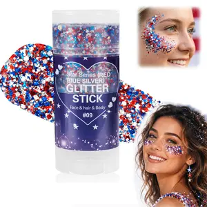 4th of July Glitter Stick - Red White and Blue USA Flag Body, Face, Hair Glitter Accessory for Independence Day, Photo Shoots (Beauty & Personal Care Temporary Makeup)