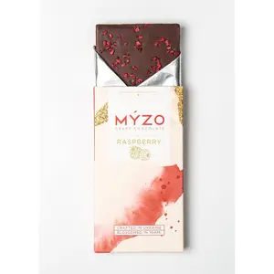 MYZO Raspberry Dark Chocolate 70% Single-Origin Cacao with Freeze-Dried Berries Snack Dessert Handcrafted in Ukraine Natural Ingredients