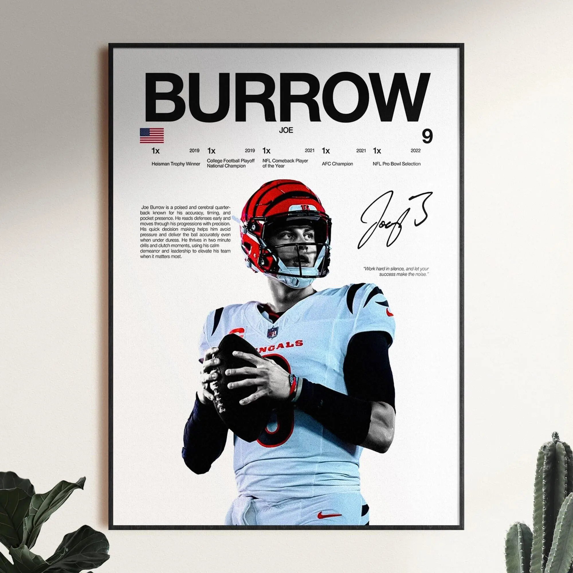 Joe Burrow Poster, Sport Decor, Cincinnati Bengals Poster( Unframed - Print Only )