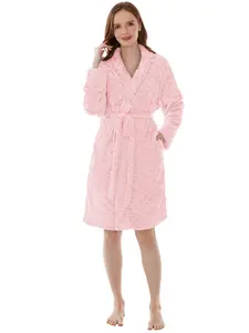 PAVILIA Womens Robes Lightweight, Knee Length Plush Fluffy Shower Bathrobe for College Dorm Ladies, Soft Fuzzy Cozy with Pockets