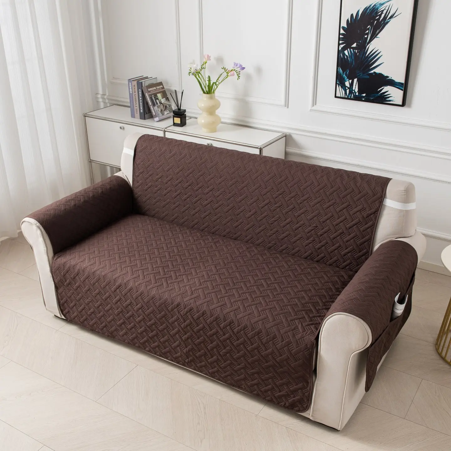 Pure Color Cotton Sofa Cover, Elastic Sofa Slipcover, Sofa Slipcover, Ultrasonic Embossed Pet Sofa Pad, Dustproof Couch Protector, Home Decor Furniture Cover, Washable Sofa Protector, Washable Furniture Protectors, Washable Slipcovers for 1-3 Seater