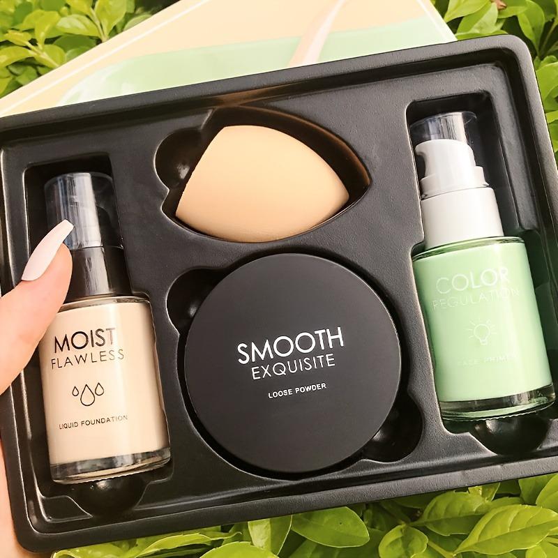 Complexion 4-piece gift set: two shades suitable for most skin tones. One set covers the entire complexion—lightweight, natural finish, no caking, perfect for beginners.
