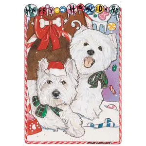 212 MAIN Pipsqueak Productions Holiday Boxed Greeting Cards - West Highland Terriers, Office Stationery Supplies for Card Sending, Greeting Card