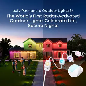 New eufy S4 Permanent Outdoor Lights; Radar-Activated Lights, 100 ft with 72 LEDs, RGB+WW Color Mixing Tech, IP67 Waterproof, Al-Driven Mood Lighting, Matter Enabled Lights, eufy Camera Compatible