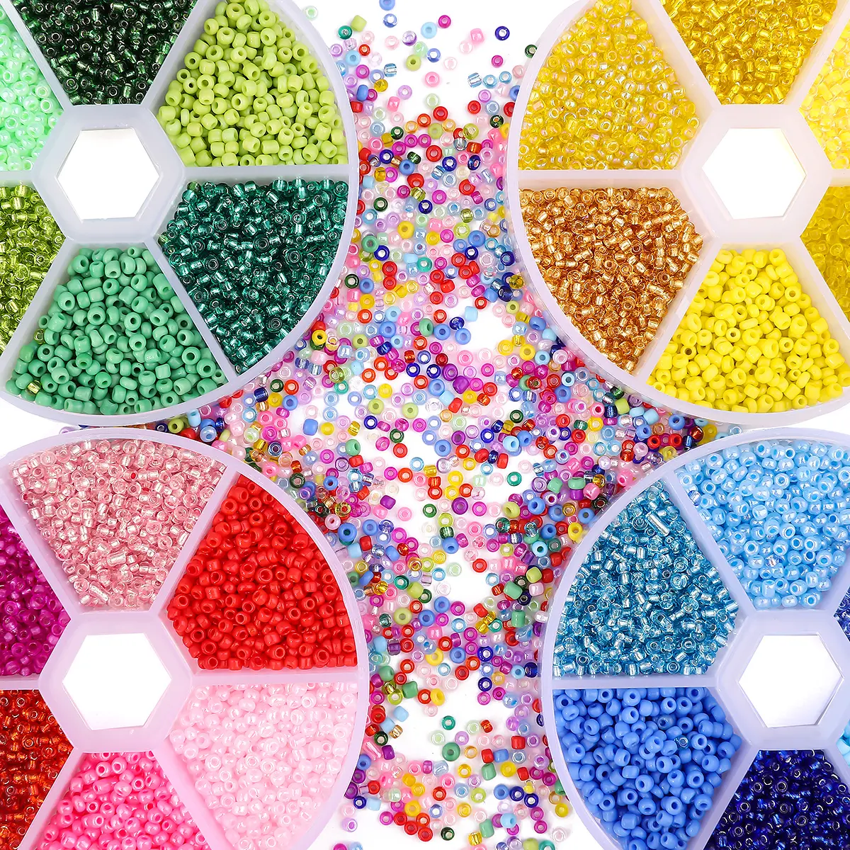 6-grid box bead design 3mm rice bead set box 10g per grid total 1900 beads various colors 1 set/pack DIY enthusiasts bracelets bracelet jewelry accessories women make fahl o belly beads tail  charms gifts for boyfriend christmas 2024 ornaments bracelet