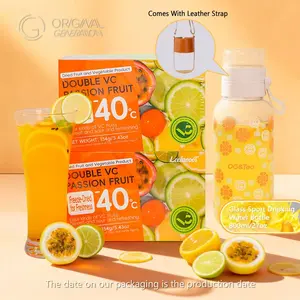 BOGO Quadruple VC Passion Fruit Cocktail Tea 2 Cartons (1 Carton 154g 22g×7packs)×2 Caffeine Free Lemon Kumquat Tea With Freeze Dried Lemon Passion Fruit And Kumquat