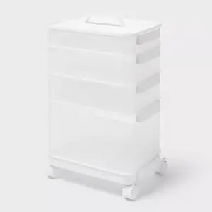 1 Open Front 2 large Bins 1 Tray with Handle Lid and Wheels - Brightroom