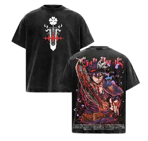 Asta x Liebe Black Clover Shirt Vintage Washed Tee | Anti Magic Devil Union Anime Graphic Tee | Asta Staria Devil Form Streetwear | Gift for Anime & Manga Fans