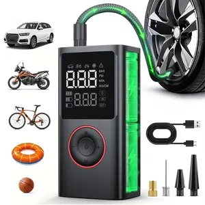 Holiday Special! [Cordless Tire Inflator] Portable Tire Inflator - Cordless Air Compressor with Digital Gauge & LED Light, USB Rechargeable, 3X Fast Inflation for SUV, Cars, Bikes, Motorcycles & Sports Equipment And Ball