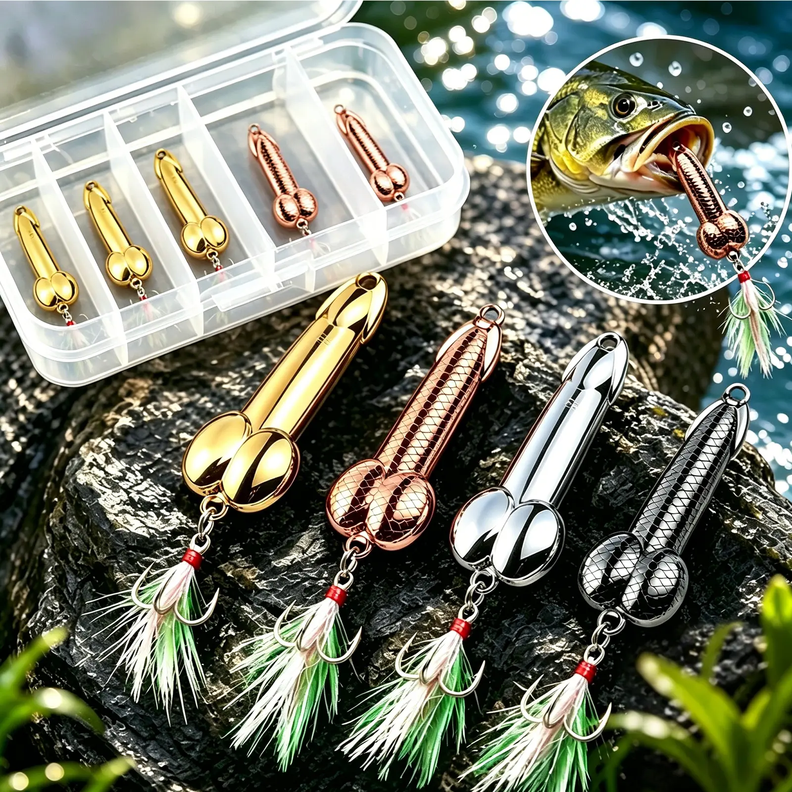 4 Pcs Funny Fishing Lures Bass Fishing Lures for Freshwater Saltwater Top Water Fish Gear Gag Gift for Fish Lovers