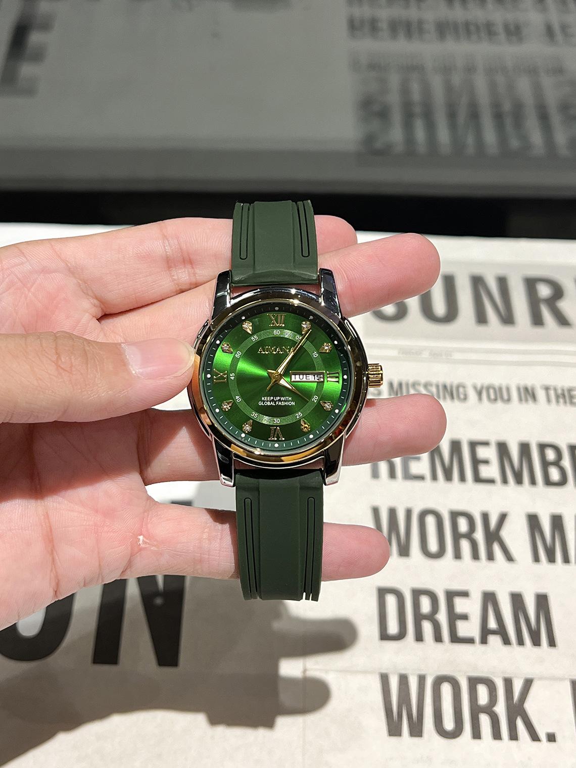 Men's Luxury Business Quartz Watch - Waterproof Luminous Date Display with Premium Silicone Strap, Stylish Sport Wristwatch