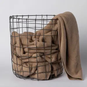Round Wire Storage Basket with Handles — Decorative Metal Bin for Living Room & Nursery