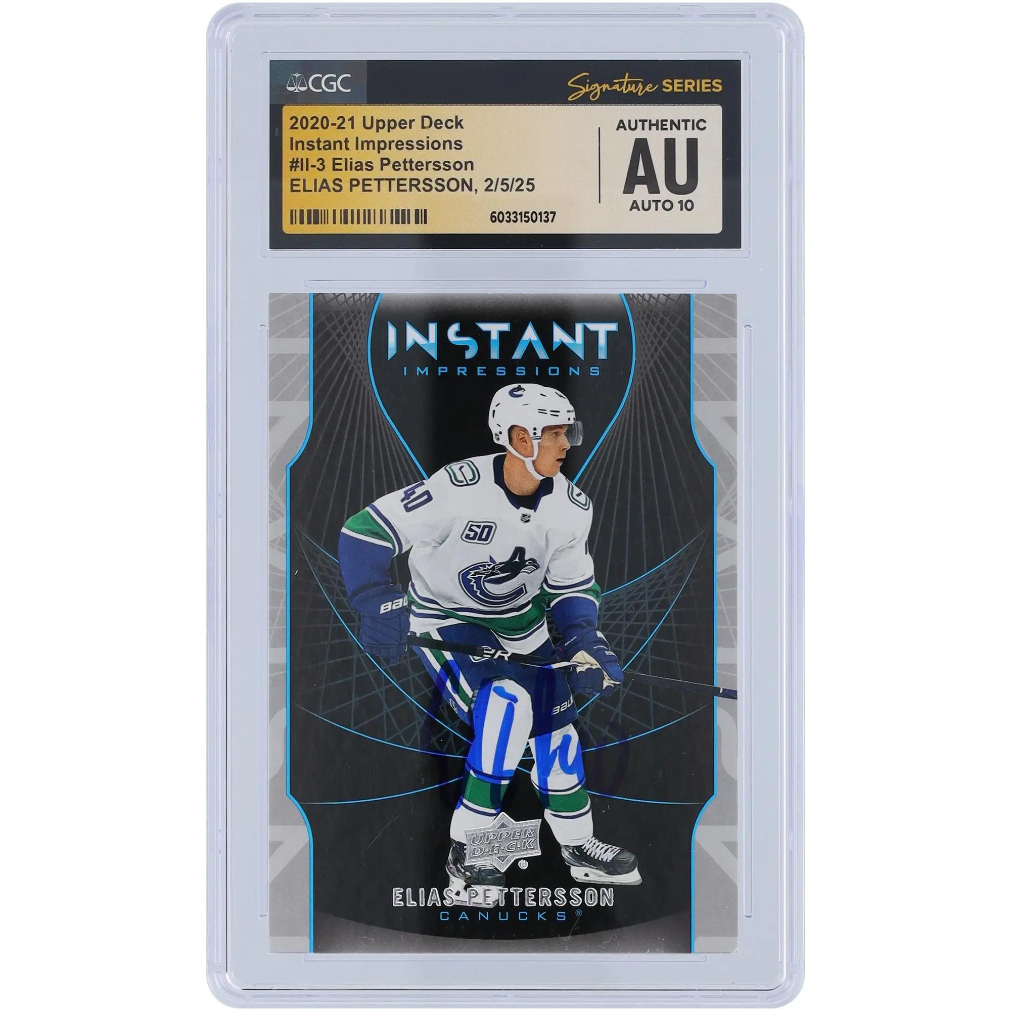 Elias Pettersson Vancouver Canucks Autographed 2020-21 Upper Deck Series 1 Instant Impressions #II-3 CGC Fanatics Witnessed Authenticated Auto10 Card - Fanatics Authentic Certified