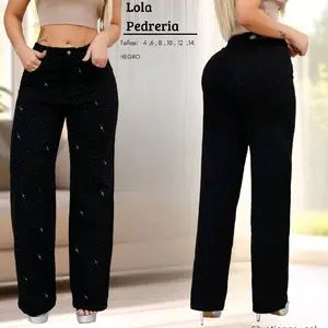 Lola Pedreria Colombian Original Pearl Embellished Tightly Fitted Daily Wear Elegant Black Pants for Women Womenswear Jean Bottom Trouser Streetwear Basic Fashion Everyday Fabric