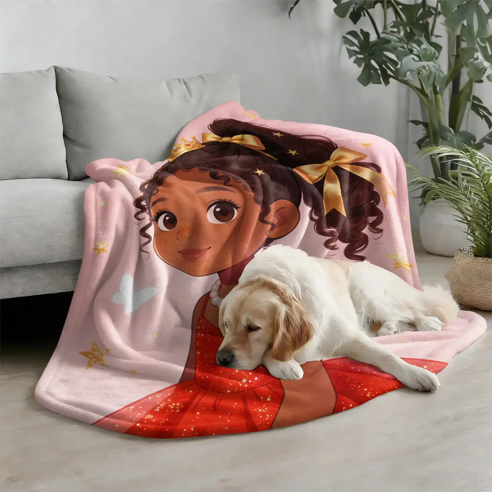 Princess Crown Design Blanket - Soft, Warm, Lightweight Textile Throw for Sofa, Travel/Camping, Ideal Gift for Children