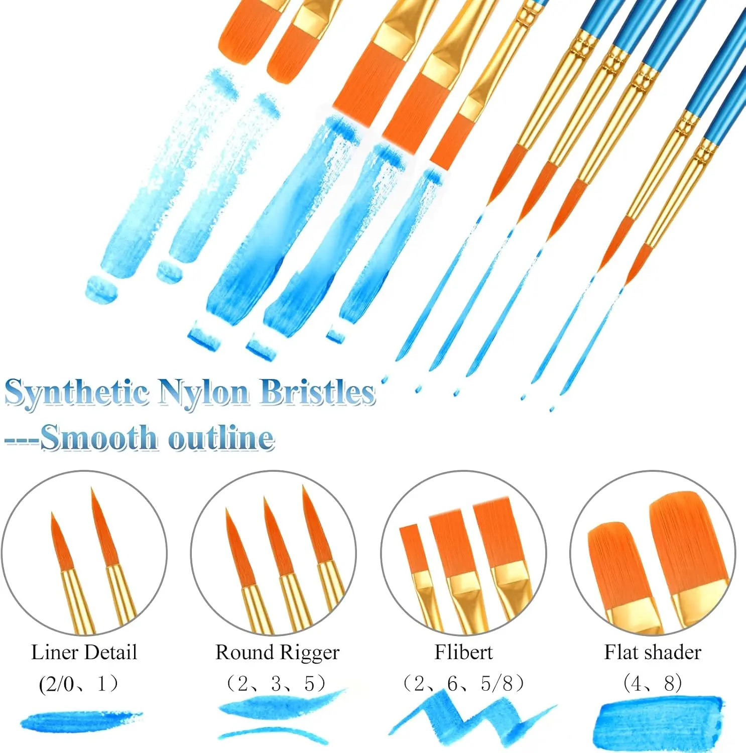 20 Pcs Paint Brushes, Acrylic Painting Brush Set, Watercolor Brushes, Acrylic Brushes for Oil Watercolor, Miniature Detailing, and Rock Painting