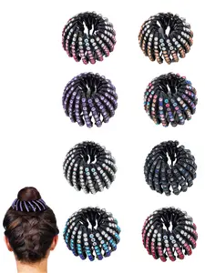 8-piece set of rhinestone bird's nest shaped expandable hair clip for women's winter fashion trend, exquisite wind back brain spoon, meatball head ponytail clip suitable for wearing in various occasions, Hair Claws Set