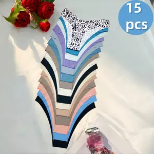 QQ 15-piece V-waist seamless panties: light, thin and comfortable, seamless, multiple colors available to meet a week's different outfits without repetition, breathable, skin-friendly and comfortable! Stretchy Silk Underwear Womenswear