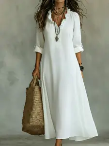2026 Spring Summer Fashion Womenswear Lace Pure Color Fairy Dress Long Dress, Elegant and Chic Design, Perfect for Special Occasions
