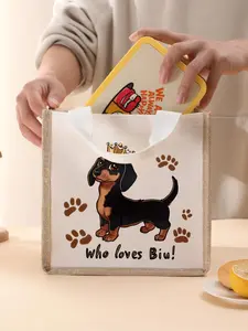 Cute Dog Pattern Tote Bag, Lightweight Single-shoulder Bag, Fashionable Canvas Handbag for Travel, Shopping and Work, and a Cute Bag Suitable for Teenage Girls and College Students, Stylish Square Bag