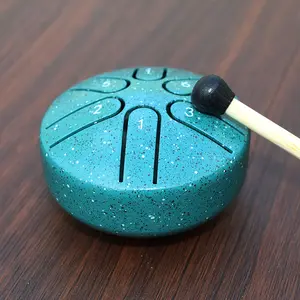 3-inch 6-note mini portable steel tongue drum - beginner handheld percussion instrument - carbon steel hollow drum, equipped with drumsticks, sheet music and easy-to-understand guide, essential for carnivals and weddings