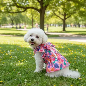 New cat and dog floral dresses, perfect for spring and summer outings, suitable for Bichon Frises, Miniature Dachshunds, Yorkshire Terriers, Poodles, short-haired cats, Maine Coons, American Curl cats, Japanese Bobtail cats, and other short-haired cats.