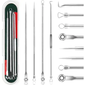 Blackhead Remover Pimple Popper Tool Kit, Comedone Pimple Extractor Acne Tools for Face Nose, Stainless Acne Needle Zit Popping Removal Facials Tool, Silver 4Pcs