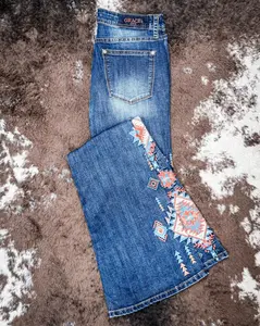 Sierra Mosaic Women's Easy Fit Flare Jeans by Grace in LA