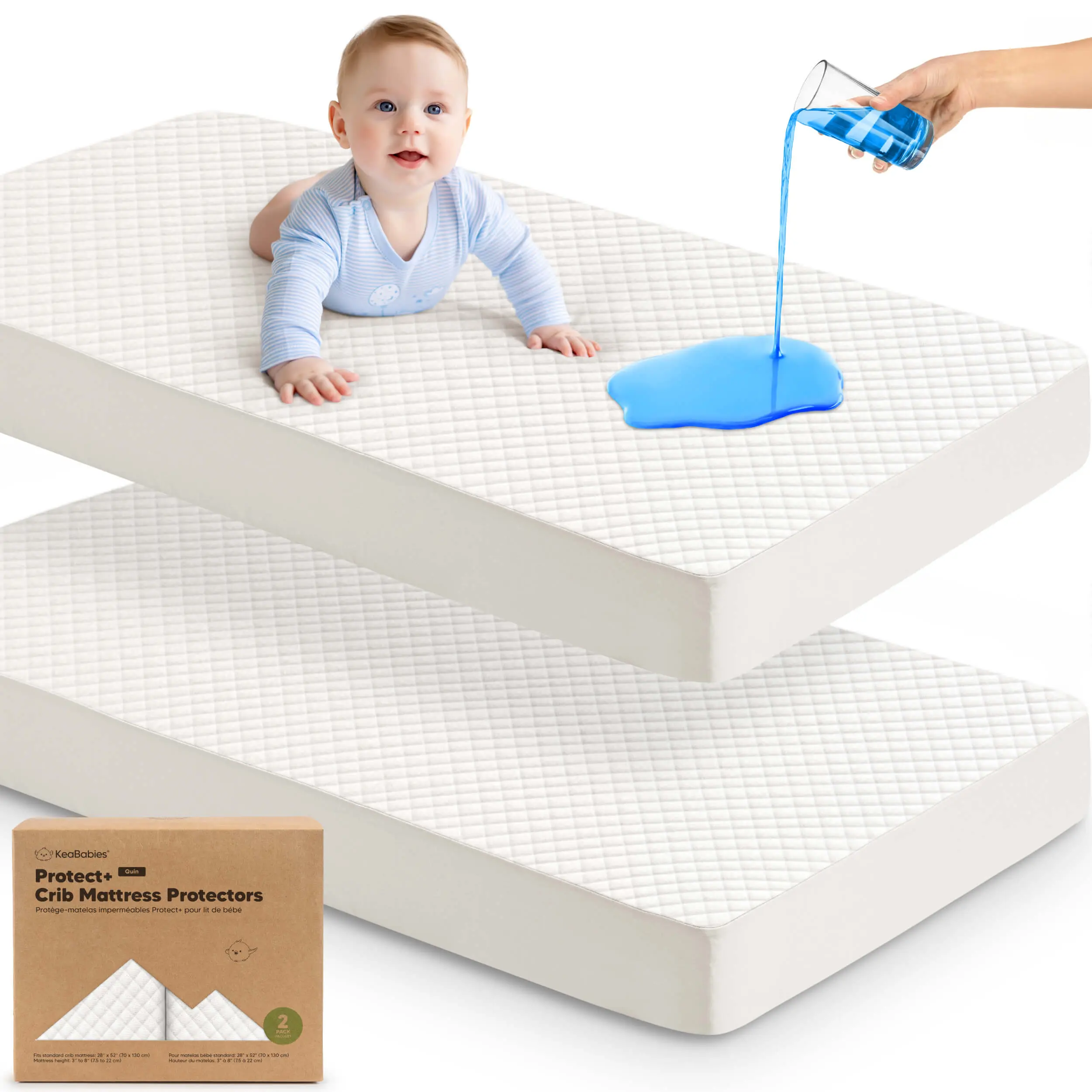 2-Pack Quin Protect+ Waterproof Crib Mattress Protector