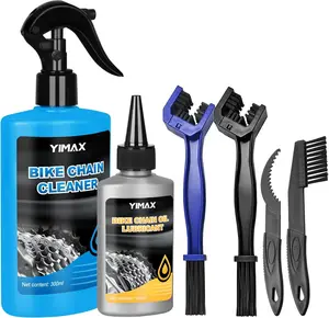 Bike Chain Cleaner Set, Bike Cleaners Bicycle Cleaning Kit 100ML Chain Lube and 300ML Cleaning Spray, Bike Cleaner Kit with Brushes Cycling Maintenance, Suitable for All Types of Bike