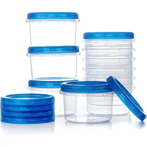 Freezer Storage Containers,  Ultra Thick Freezer Containers with Leakproof Twist Top Lids, Heavy Duty BPA Free Stackable Food Containers for Lunch/Salad/Leftover/Soup/Oats/Ice Cream