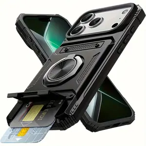 Shockproof with Card Slot, Phone Case & Protective Cover Compatible for IPhone17, 17Air, 17 Pro And 17 Pro Max, for iPhone 16 Pro Max 15 Pro 14 Plus 13 PM 12 11 Mini. Also Fits iPhone 17 Series Models with Card Storage Function.