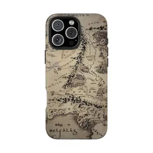 Lord of the Rings Middle Earth Map Phone Case – LOTR Fantasy Phone Cover for iPhone 17 16 15 14 13 12 11 Pro Max XR, Hobbit Tolkien Vintage Armor Design, Mythical Gift for Fans