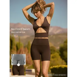 GLOWMODE 6" FeatherFit Making Moves Buttery-Soft Stretchy Sweat-Wicking Seamless Front Tummy Control High-Waist Side Pockets Anti-Slip Biker Shorts Low Impact Yoga Pilates Studio Cycling Gym Workout Daily Active Wear