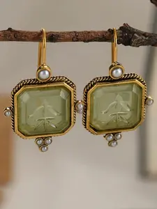 Vintage Square Pearl Embellished Pendant Earrings for Women, Unique Personality Jewelry, Fashion Enthusiasts' Favorite Earrings, High Quality Earrings