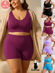 Plus Size Women's Underwear Set, Seamless Wide Strap Backless Top and Mid-Waist Comfortable Stretch Briefs, All-Season Home Wear, Seamless Panties