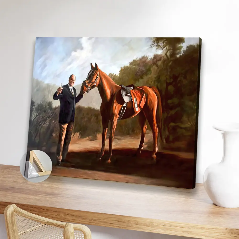 1pc Wooden Framed Napoleon Tony Soprano With Pie-o-my Horse poster for Living Room, Bedroom, Kitchen, and Office Decor