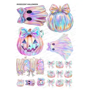 Iridescent Halloween Mini DTF Transfer Gang Sheet 24.5" wide x 36" long Direct To Film