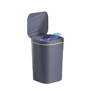 A 14L/18L Capacity Kitchen Smart Trash Can with Touch-Free Design via Smart Sensors, Odor Prevention, Stylish Appearance, Durability, and Low Energy Consumption (Requires 2 AA Batteries, Not Included), for Home/Office/Bedroom/Kitchen, Touchless Trash Bin
